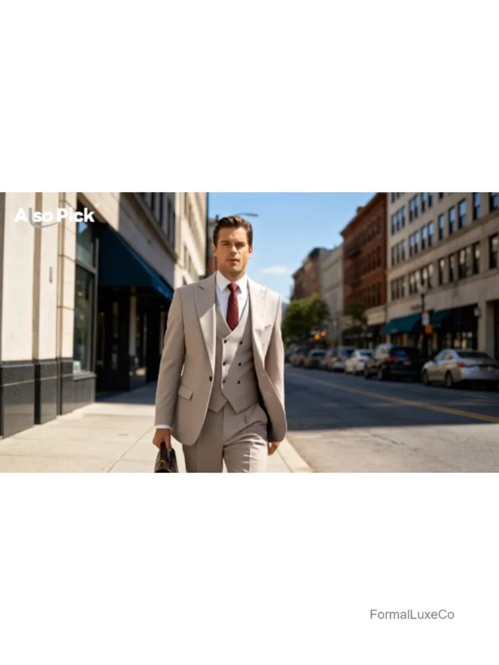Men's 3 Piece Slim Fit Suit Set Polyester Blend Wedding Tuxedo Blazer Vest Pants